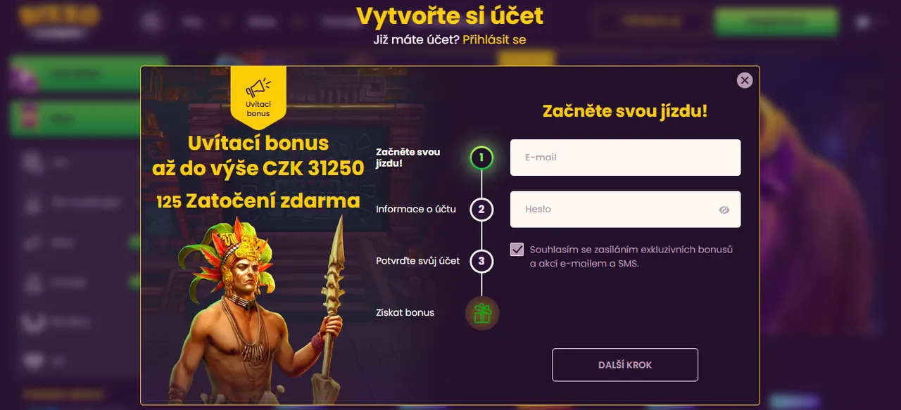 Snadná registrace a přihlášení do Bizzo Casino